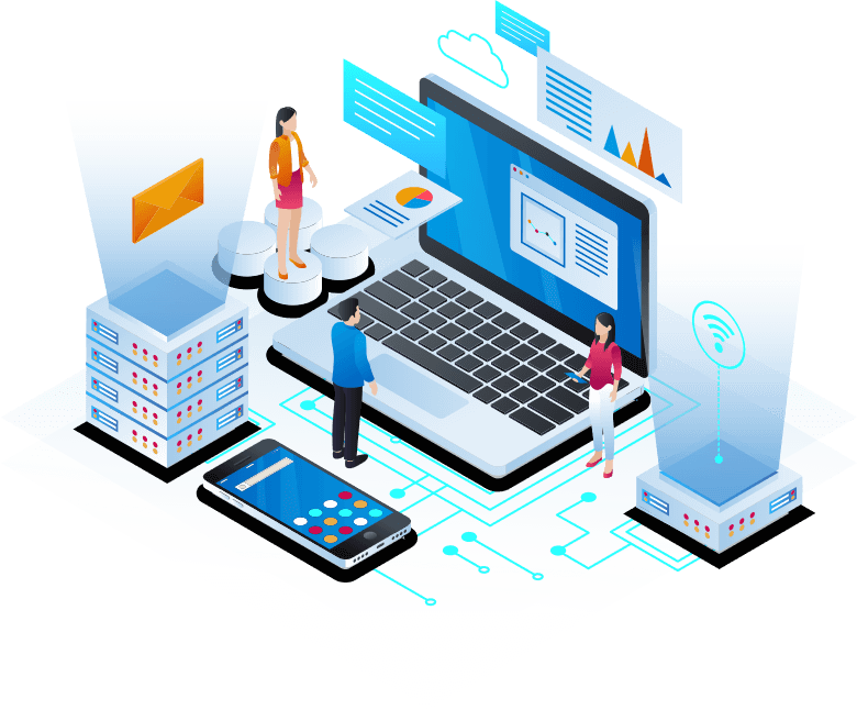 Business solutions and digital innovation illustration
